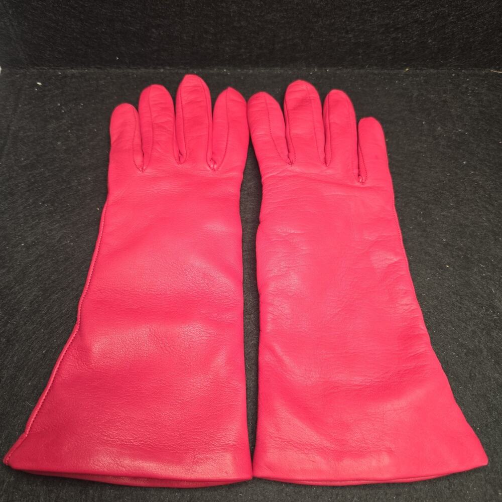 Vintage Henri Bendel Pink Soft Leather Cashmere Lined Ladies Sz 6.5 Gloves